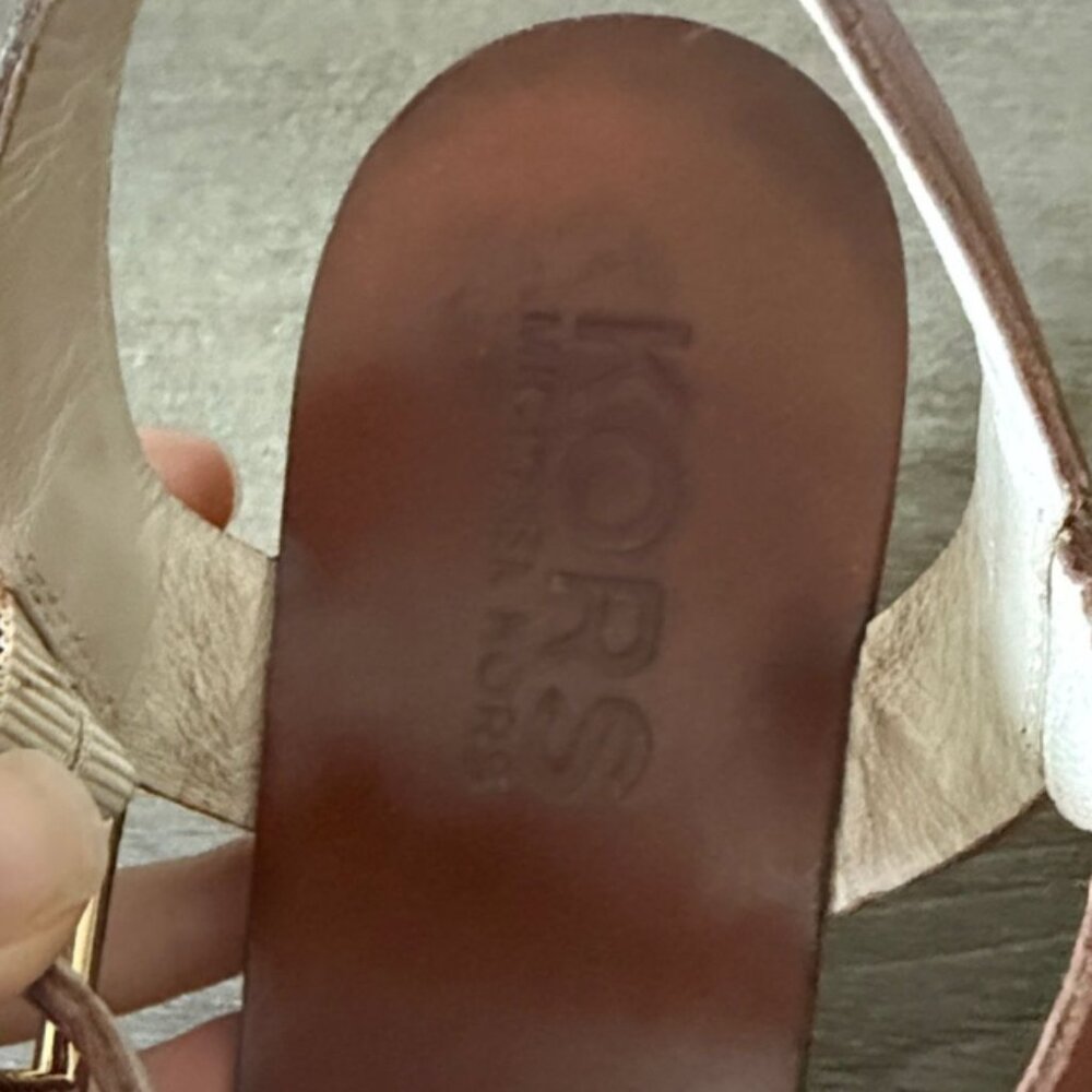 KORS Michael Kors Xaria Wedge Sandals in Brown Leather Size 9.5 - Picture 4 of 8